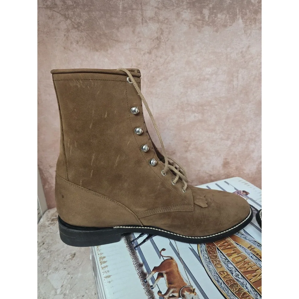 Cowtown‎ Brown Leather Kiltie Lace Up Western/ Cowboy Boots Size 13 D